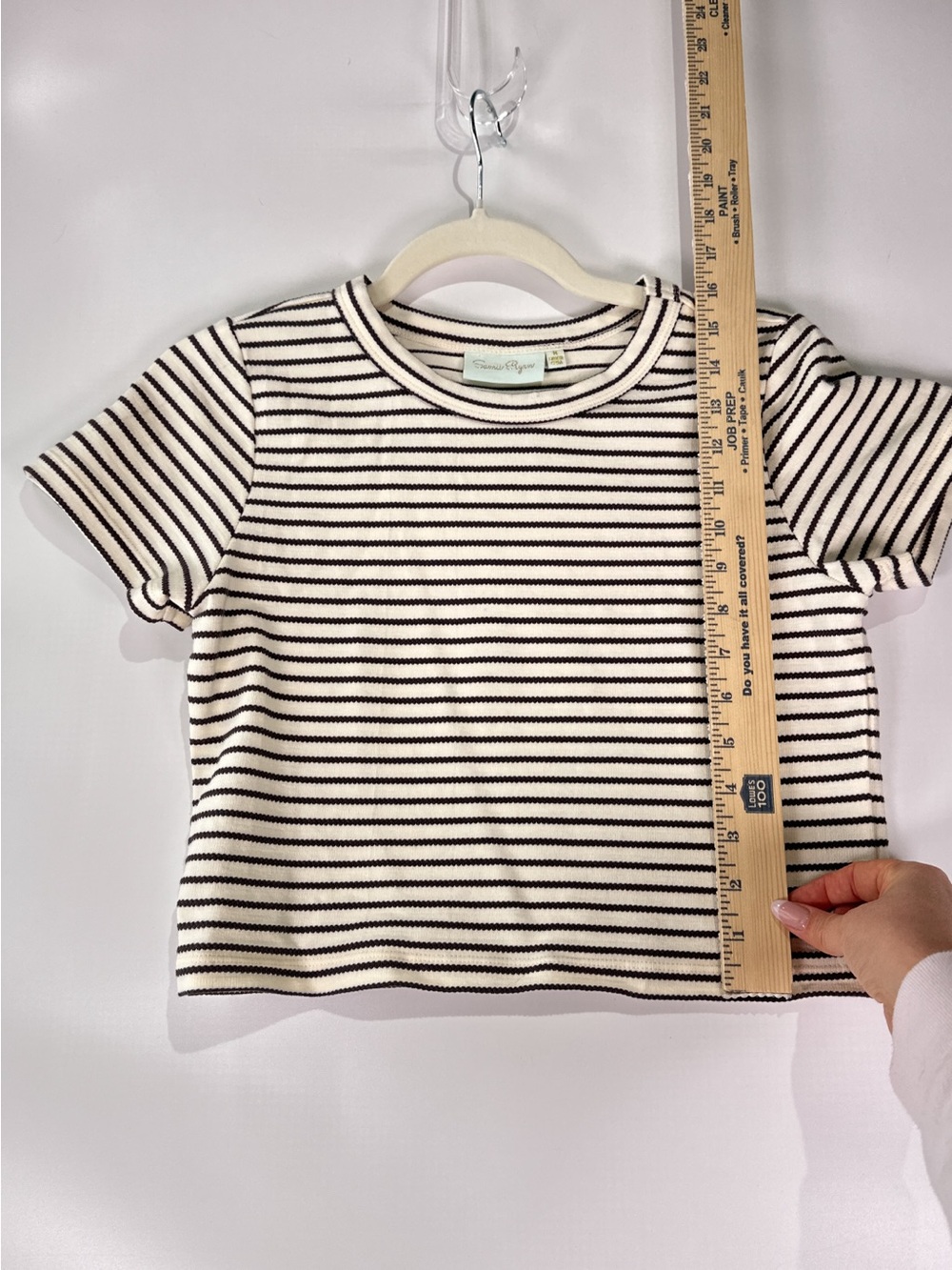 Samii Ryan Striped Ribbed Baby Tee Cropped Shirt Daisy Logo Black White M - Picture 8 of 8